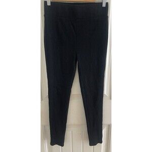 NWT BY EGREIS sz M Black Ribbed Knit Pull On High Waist Slim Leg Stretch Pant